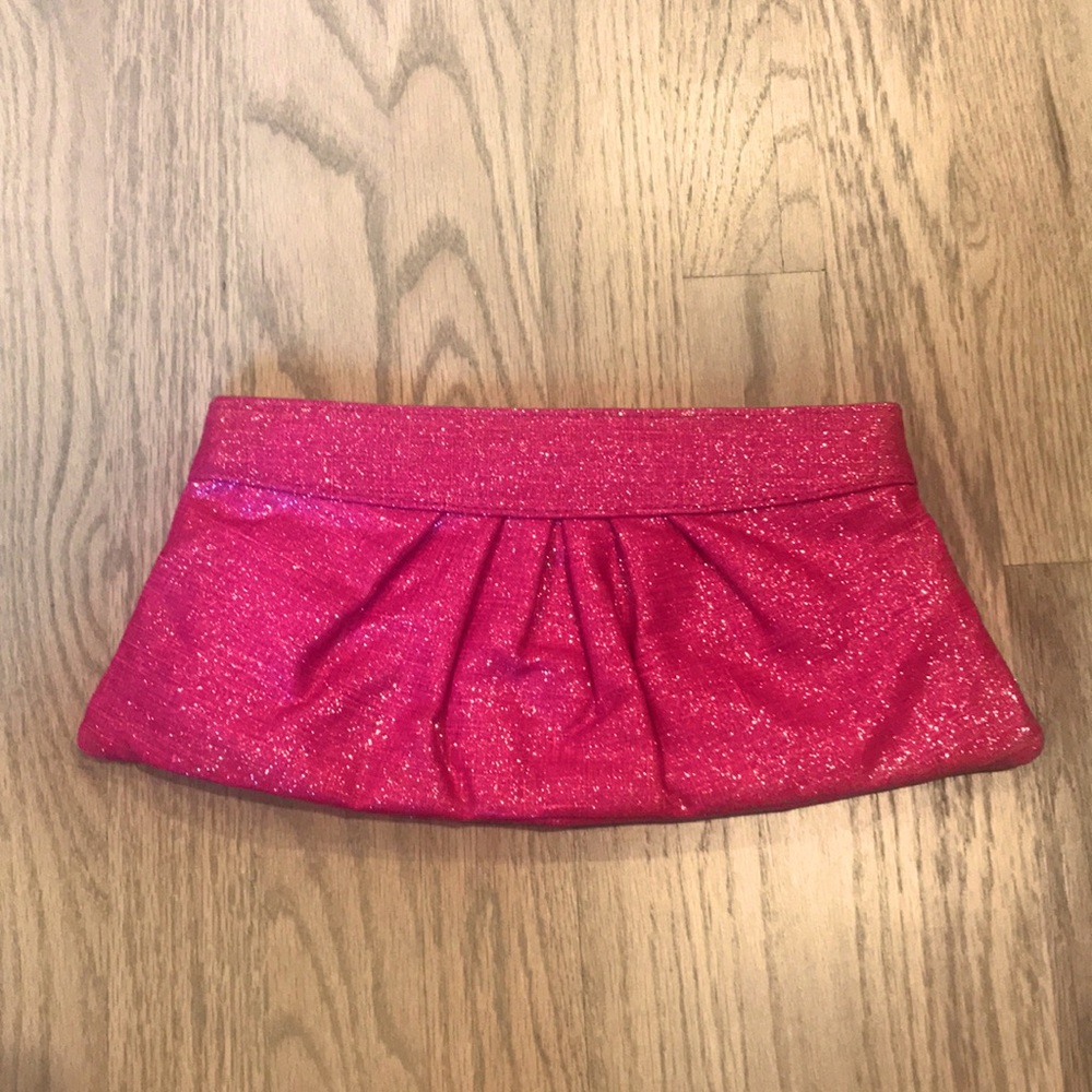 Lauren Merkin pink glitter clutch